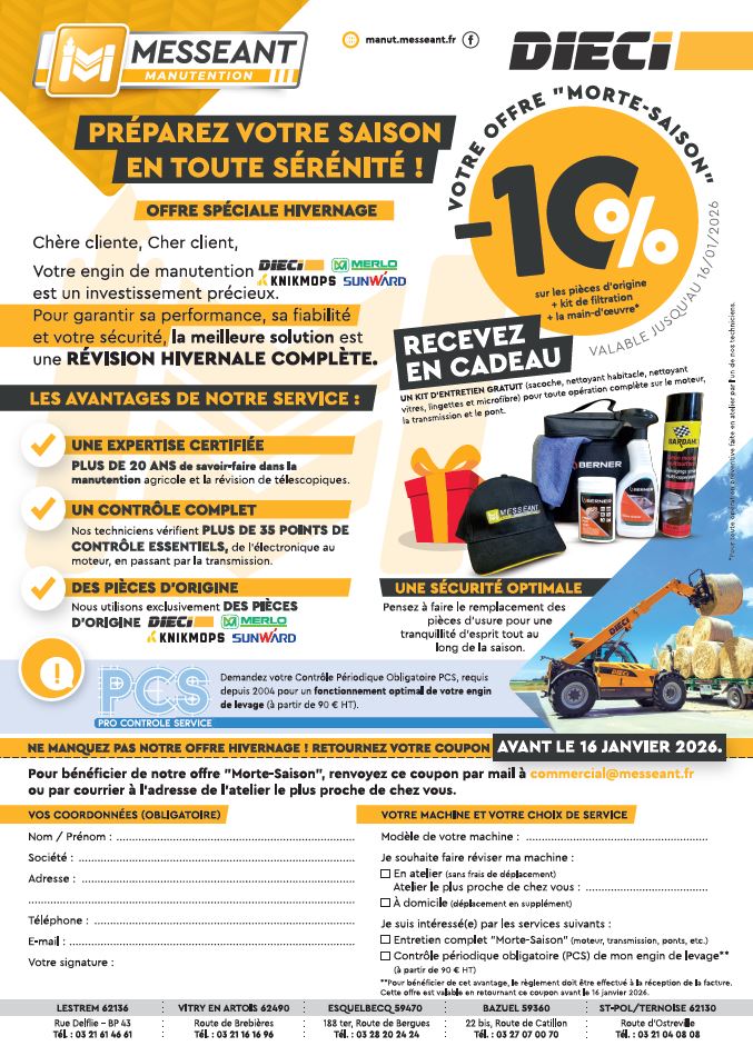 image article OFFRE PROMOTIONNELLE L’ENTRETIEN DE VOTRE TELESCOPIQUE cover